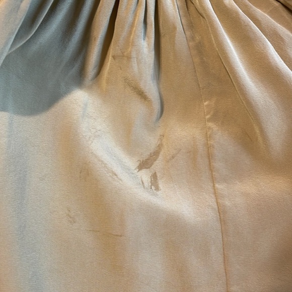 Tibi 100% Silk Eco Halter Drop Waist Ruched Midi Dress Tan Ochre Green size 4 - Picture 9 of 10